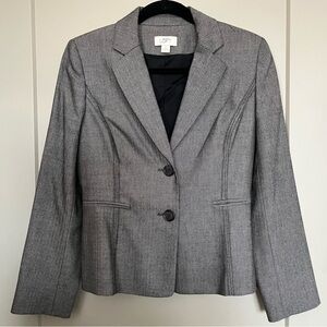 LOFT Gray Herringbone Tailored Two-Button Blazer